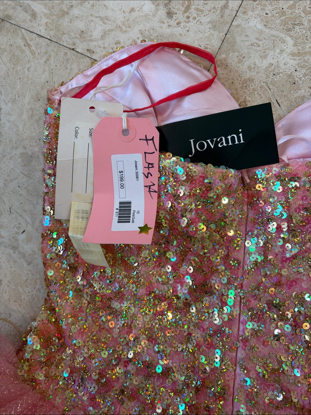 Pink Sequin & Ruffled Tulle Party Dress - Picture 5 of 5